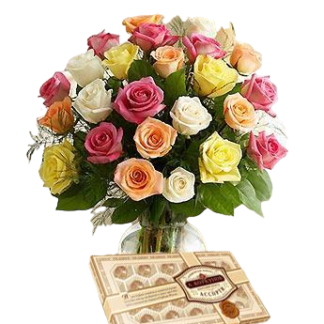 25 colorful roses with chokolates | Flower Delivery Lipetsk