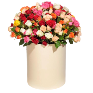 Mixed roses in a hatbox | Flower Delivery Lipetsk