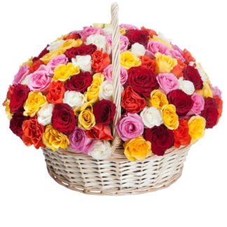 51 colorful roses in the basket | Flower Delivery Lipetsk